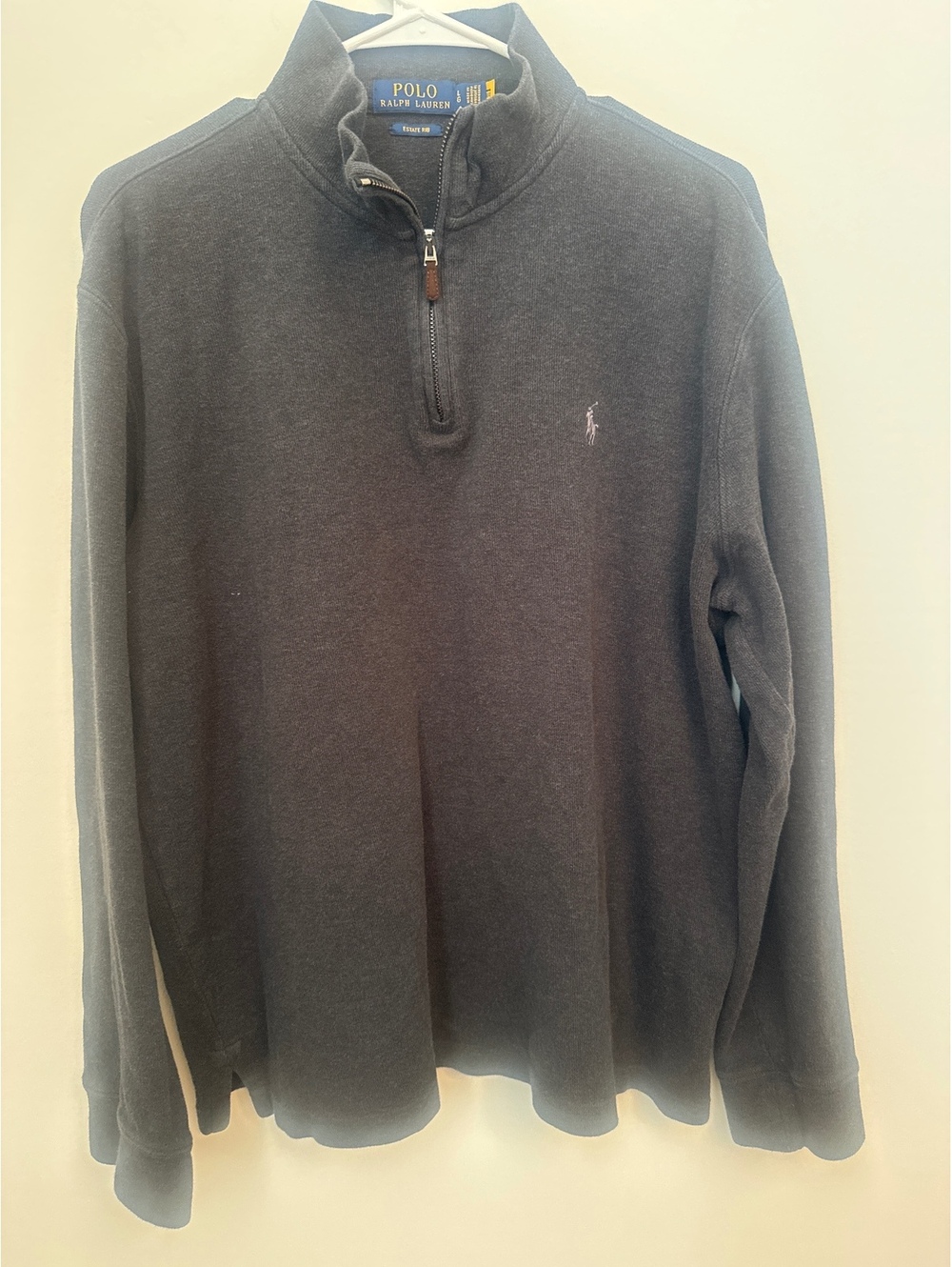 Polo Ralph Lauren Estate Rib Half-Zip Sweater in Dark Gray, Size Large [COPY]